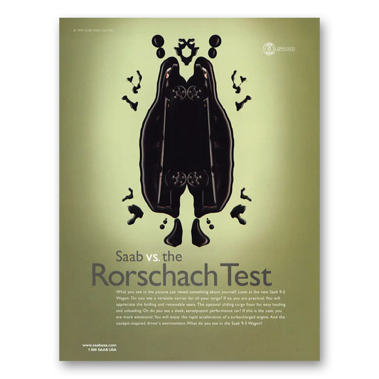 1999 Saab Rorschach Test Vintage Magazine Print Ad