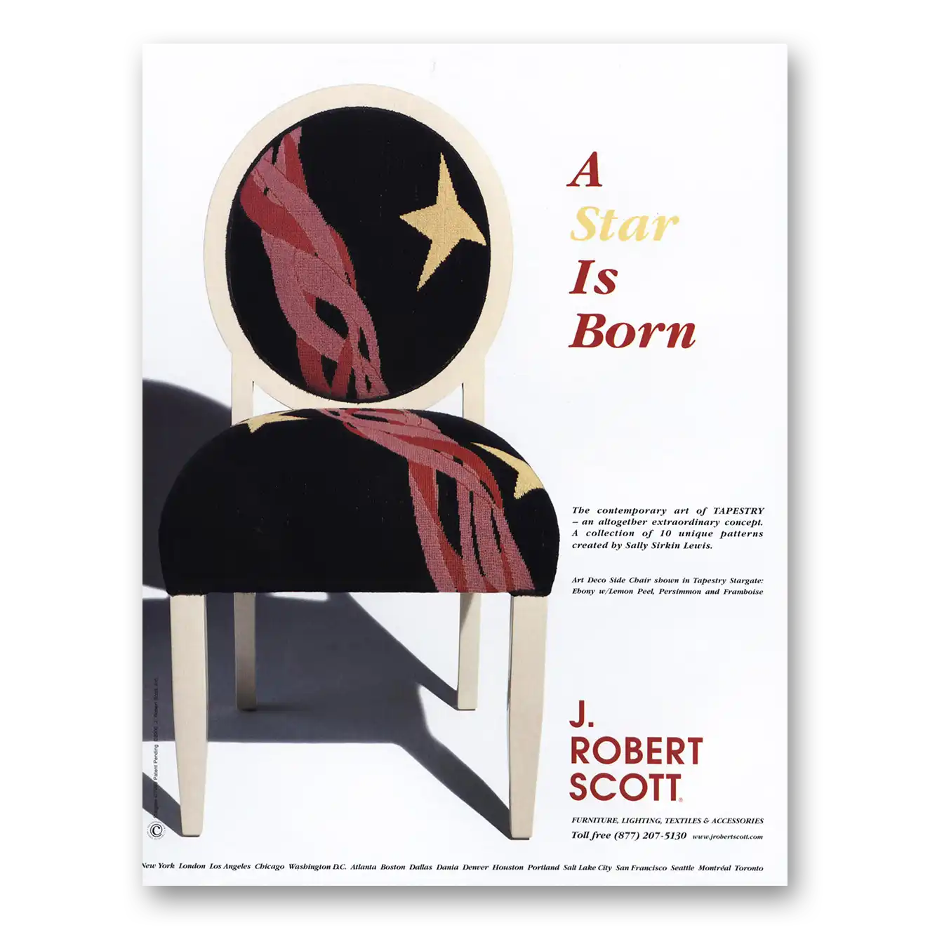 2000 J Robert Scott Chairs Star Is Born Vintage Magazine Print Ad