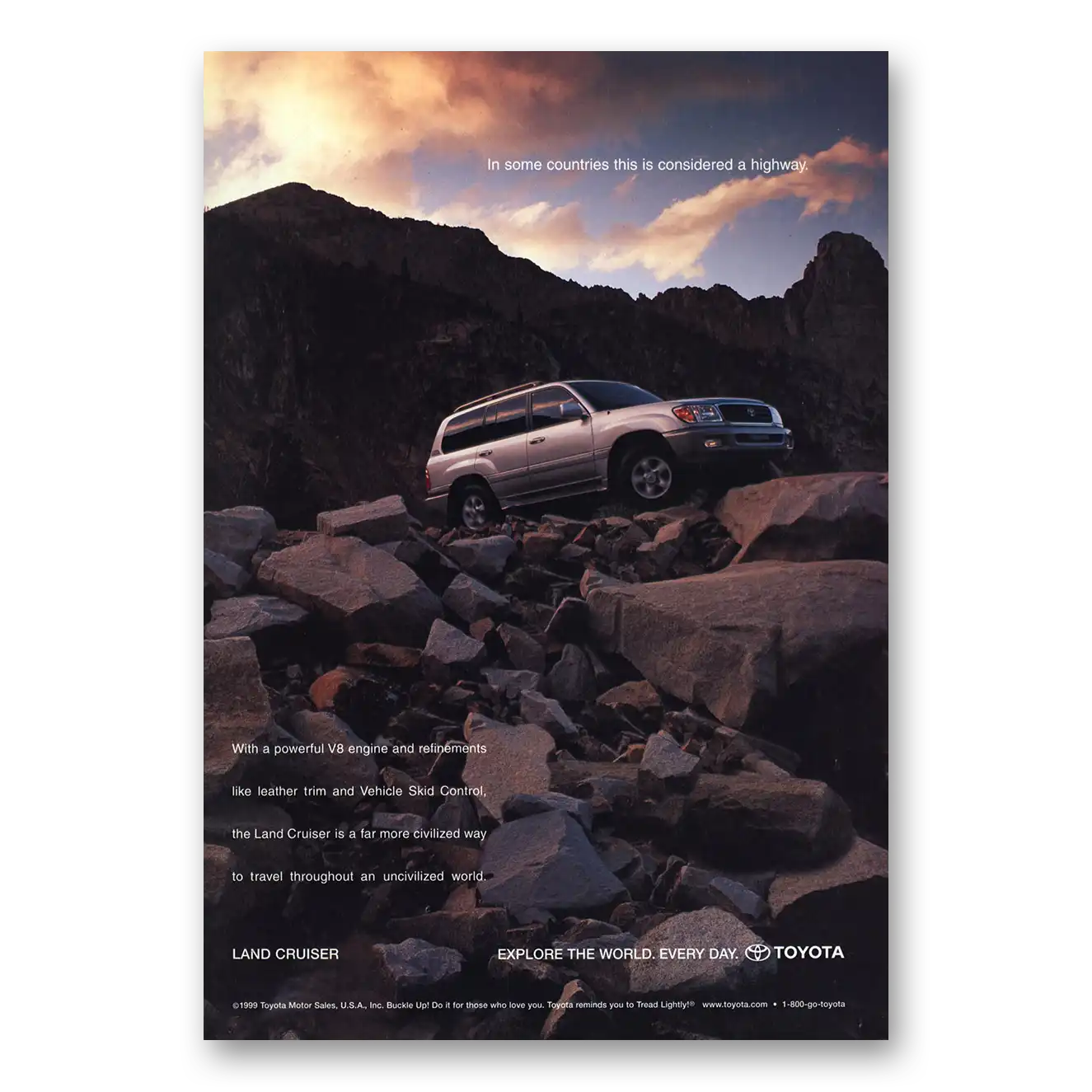 2000 Toyota Land Cruiser Some Countries Considered Highway Vintage Magazine Print Ad