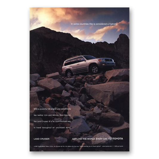 2000 Toyota Land Cruiser Some Countries Considered Highway Vintage Magazine Print Ad