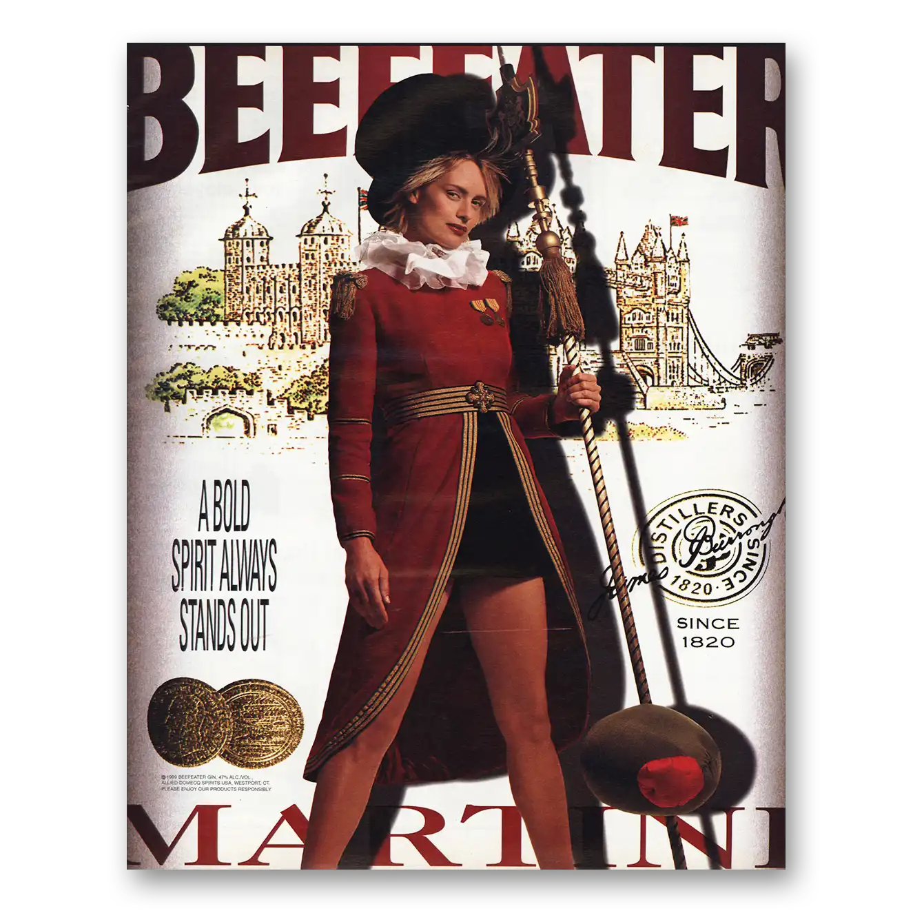 2001 Beefeater Bold Spirit Always Stands Out Vintage Magazine Print Ad