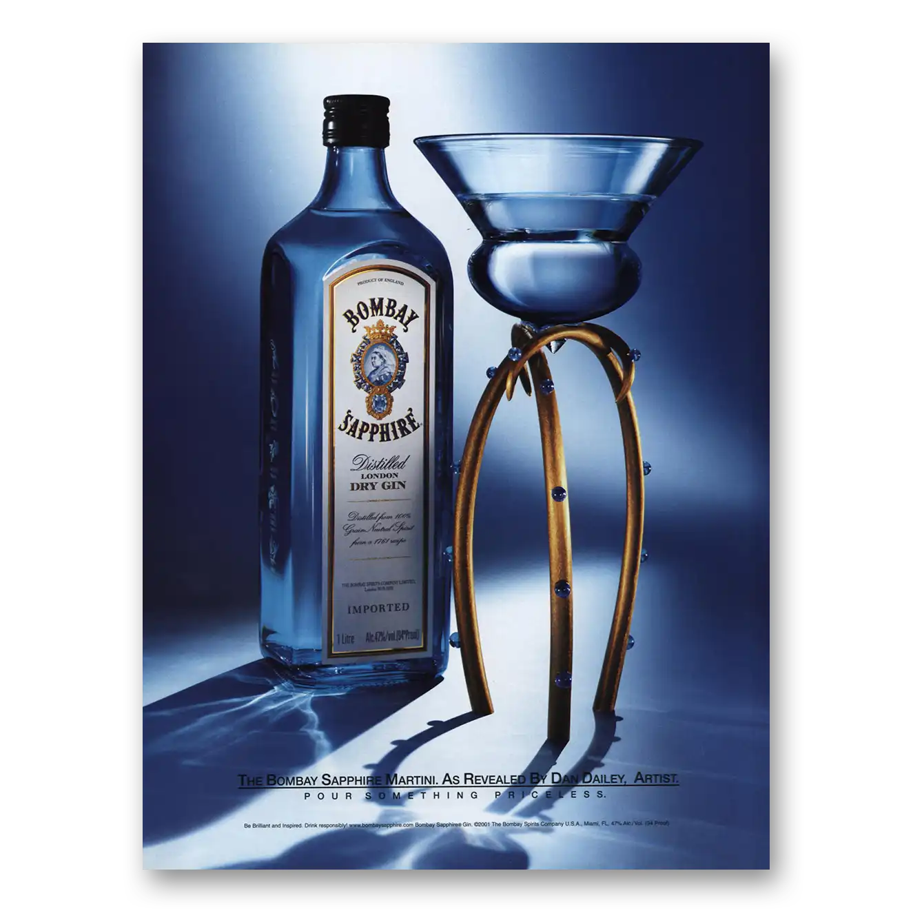 2001 Bombay Sapphire Gin Dan Dailey Artist Vintage Magazine Print Ad