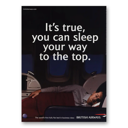 2001 British Airways BOAC You Can Sleep Your Way to the Top Vintage Magazine Print Ad