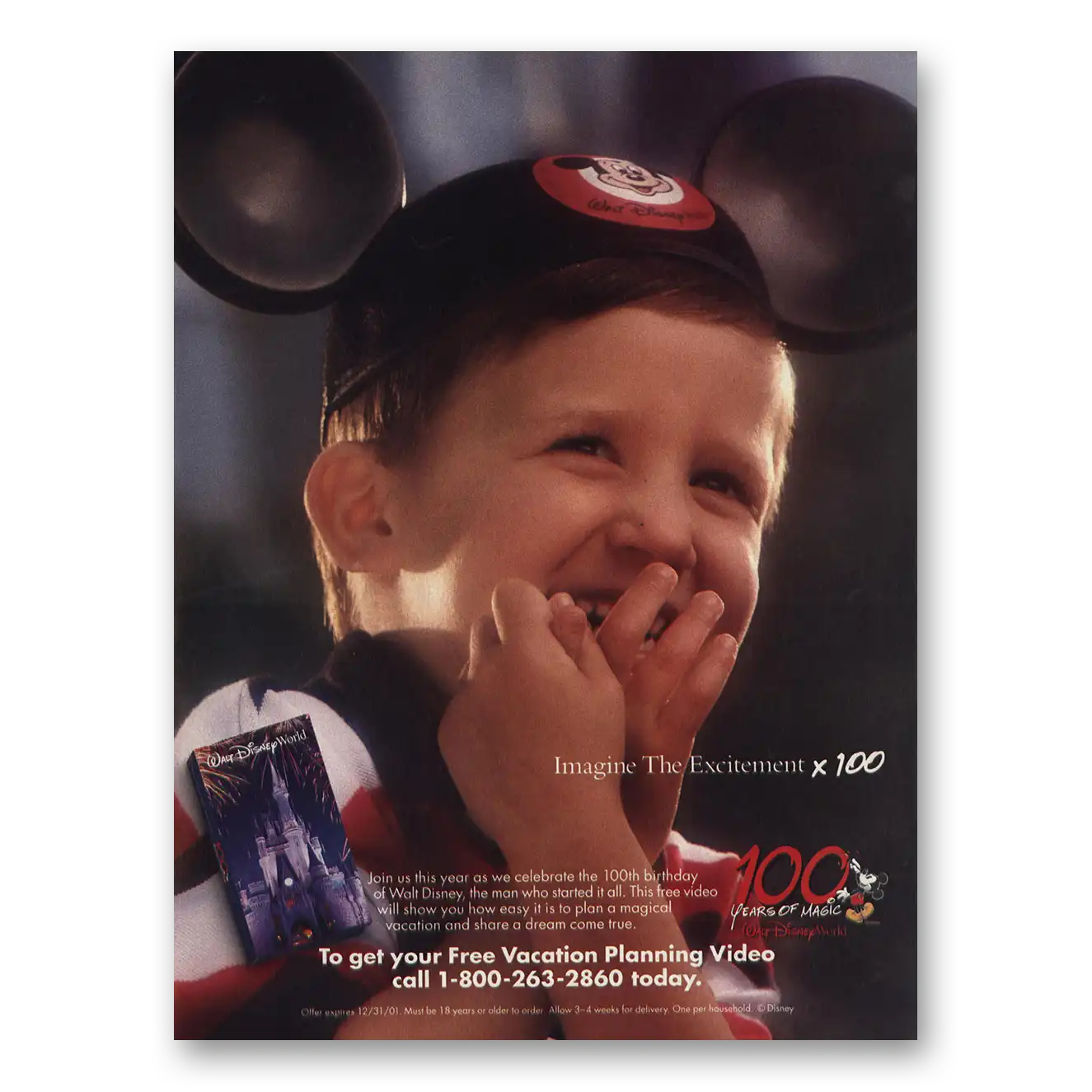 2001 Walt Disney World 100 Years of Magic Vintage Magazine Print Ad