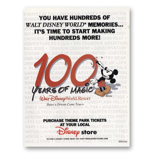 2001 Walt Disney World 100 Years of Magic Vintage Magazine Print Ad