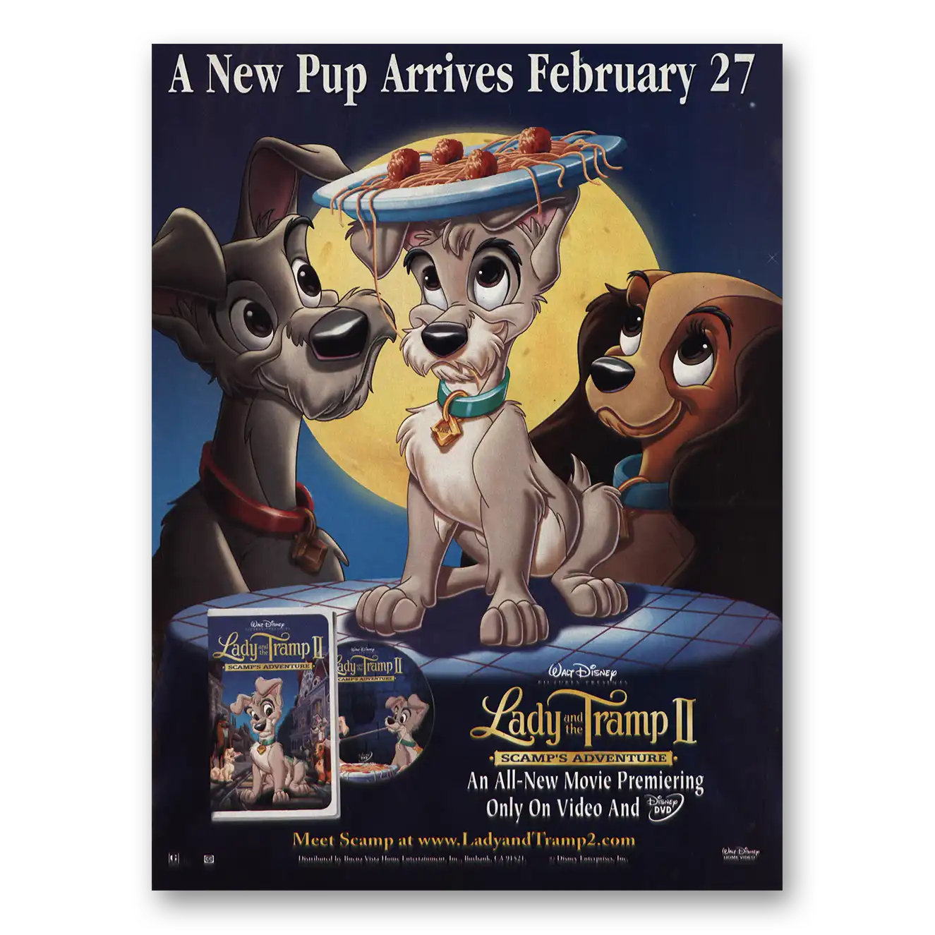 2001 Walt Disney Home Video Lady and the Tramp II Promo Vintage Magazine Print Ad