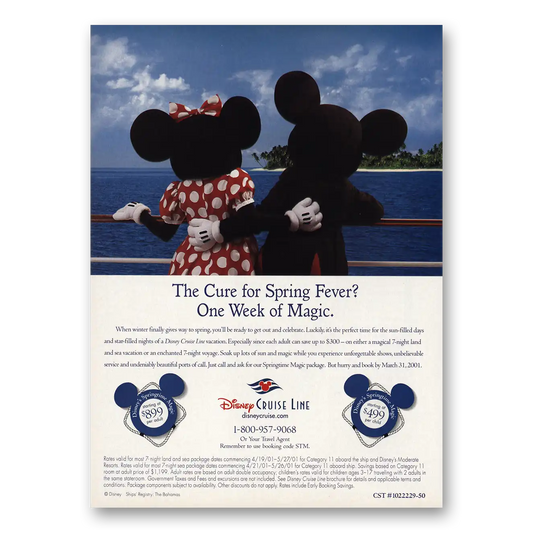 2001 Disney Cruise Line Cure for Spring Fever Vintage Magazine Print Ad