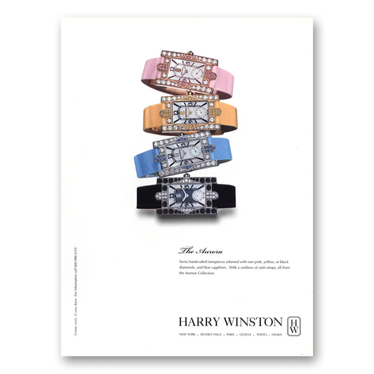 2001 Harry Winston Jewelry Aurora Watch Vintage Magazine Print Ad