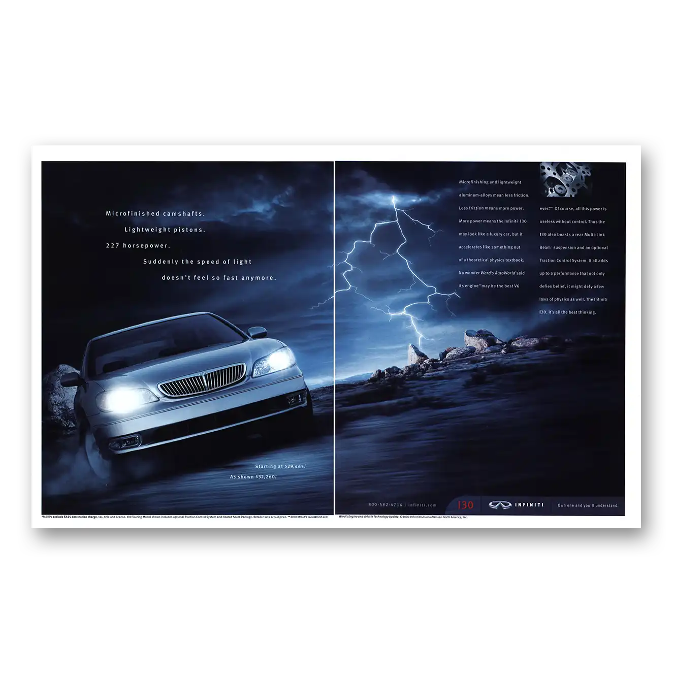 2001 Infiniti Microfinished Camshafts Vintage Magazine Print Ad