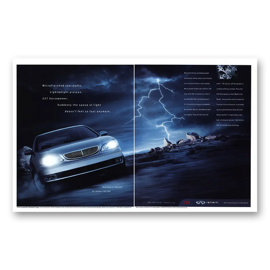 2001 Infiniti Microfinished Camshafts Vintage Magazine Print Ad