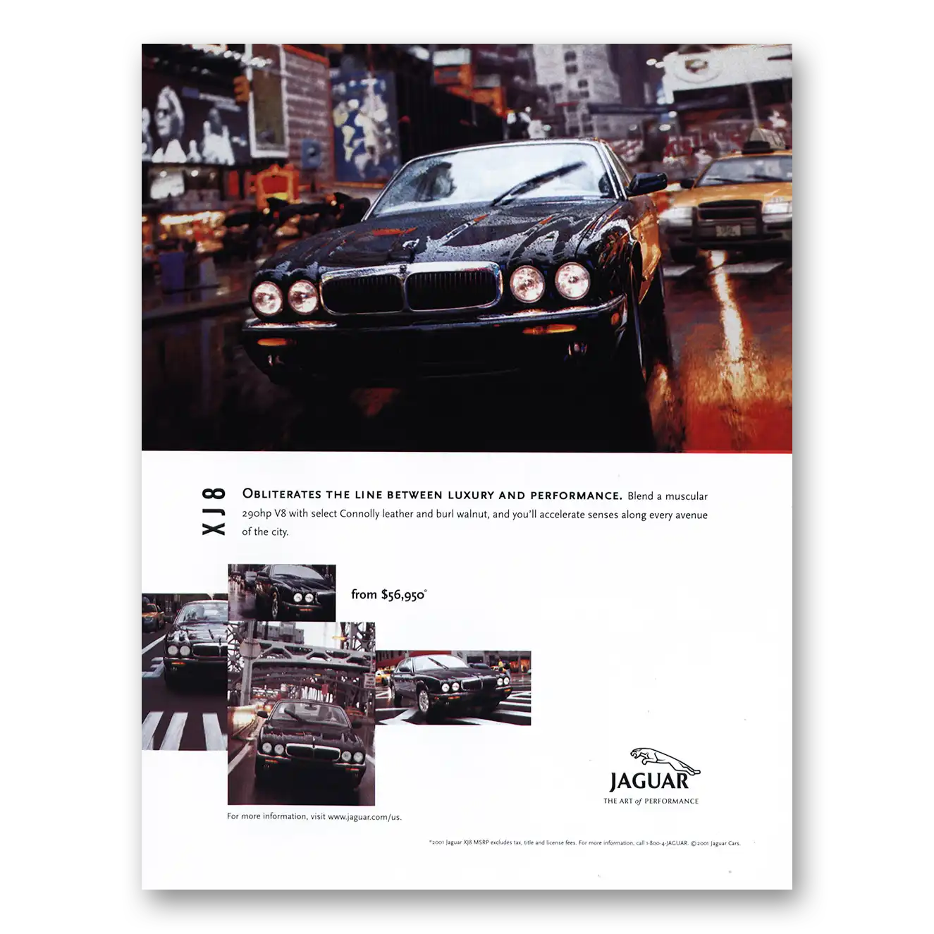 2001 Jaguar XJ8 Obliterates the Line Between Vintage Magazine Print Ad