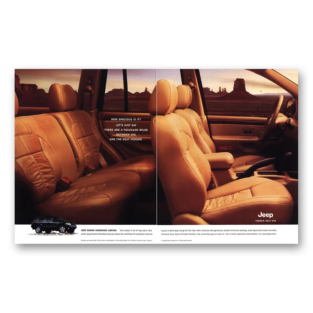 2001 Jeep Grand Cherokee How Spacious Is It Vintage Magazine Print Ad