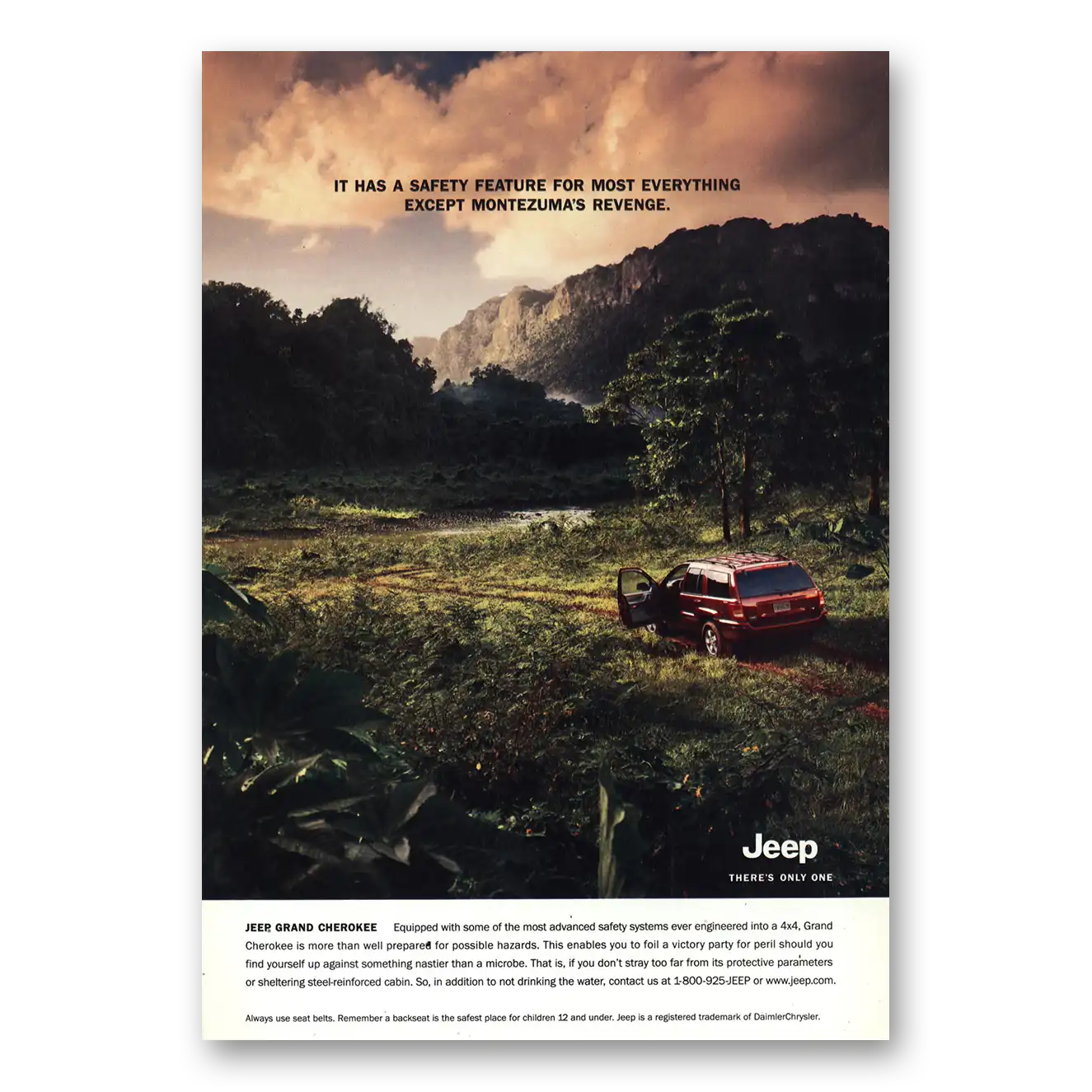 2001 Jeep Grand Cherokee Montezumas Revenge Vintage Magazine Print Ad