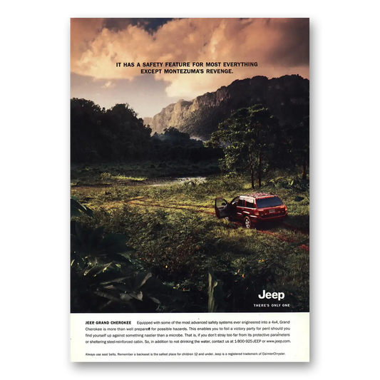 2001 Jeep Grand Cherokee Montezumas Revenge Vintage Magazine Print Ad