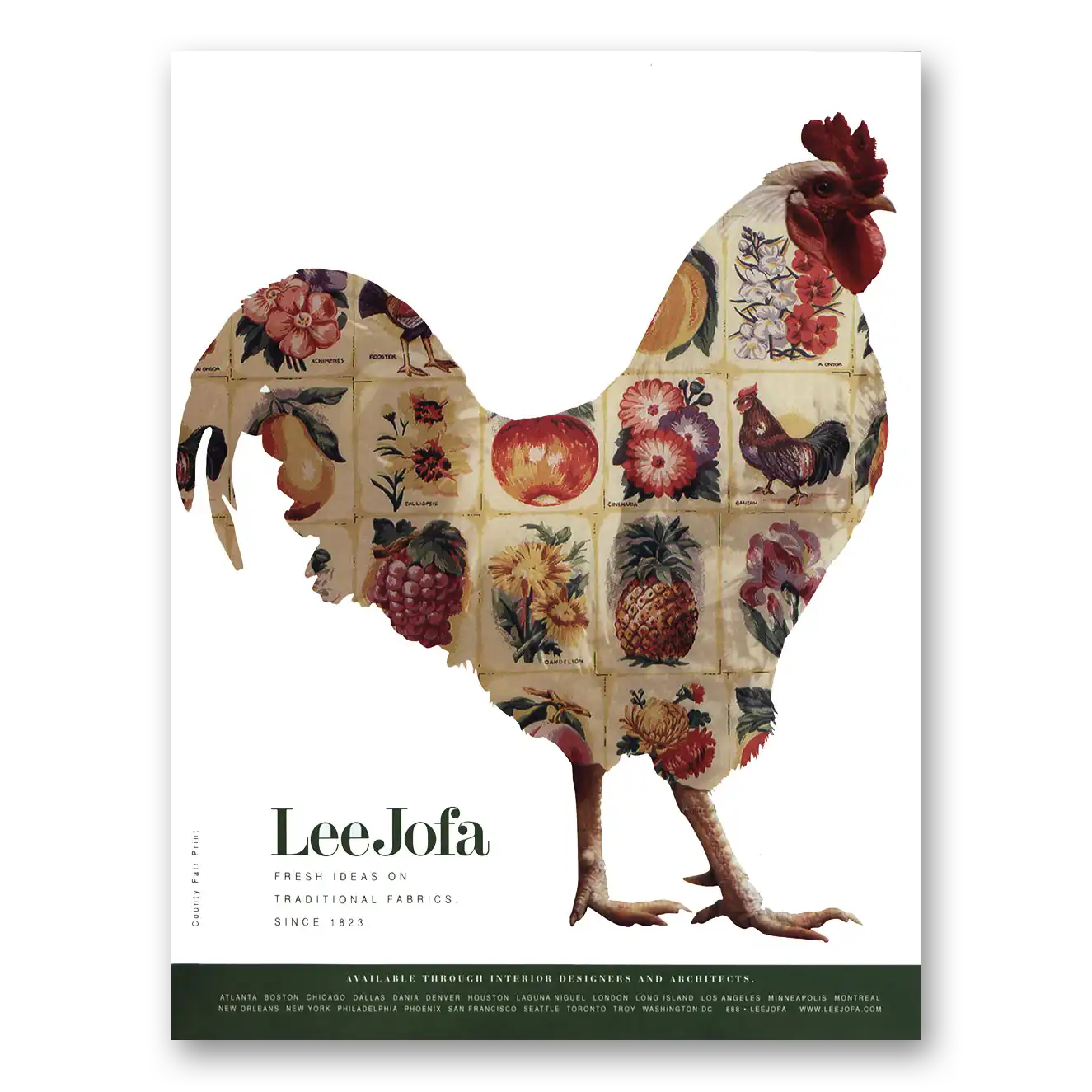 2001 Lee Jofa Fabrics Rooster Fresh Ideas On Traditional Fabrics Vintage Magazine Print Ad