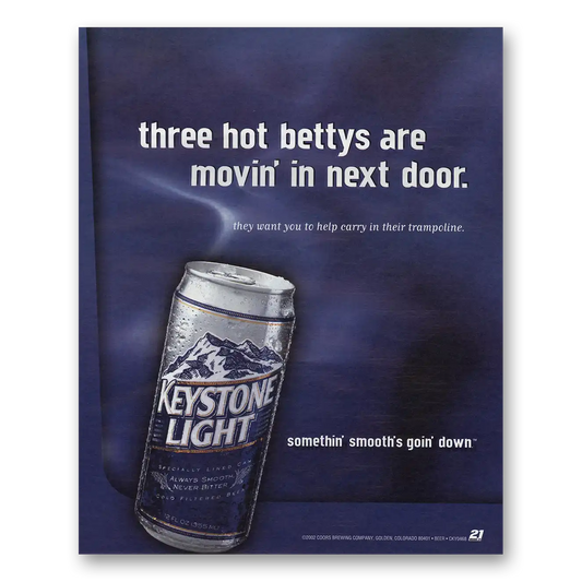 2001 Keystone Light Beer Three Hot Bettys Vintage Magazine Print Ad