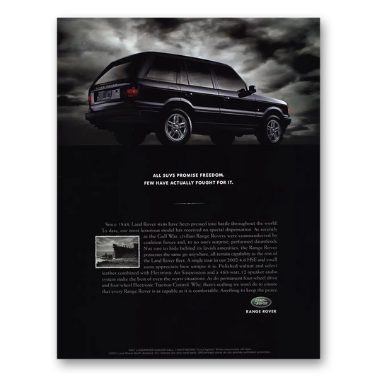 2001 Land Rover All SUVs Promise Freedom Vintage Magazine Print Ad