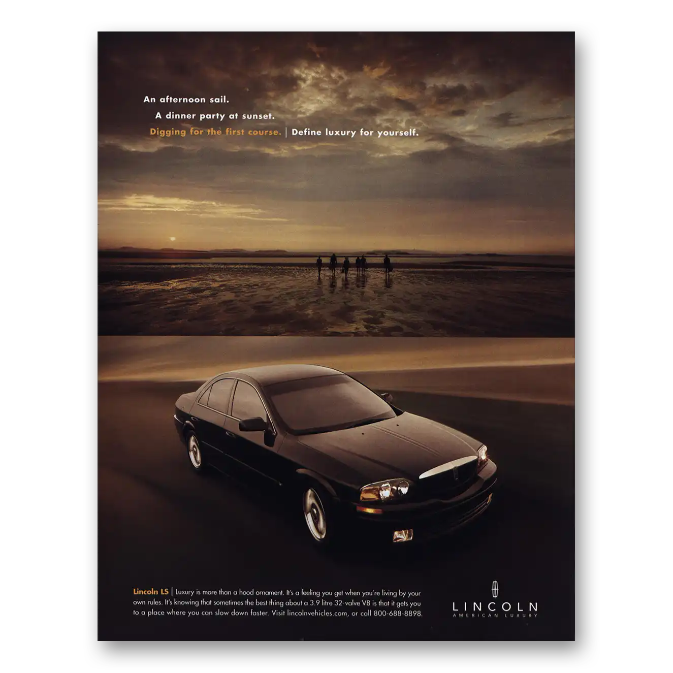 2001 Lincoln LS An Afternoon Sail Vintage Magazine Print Ad