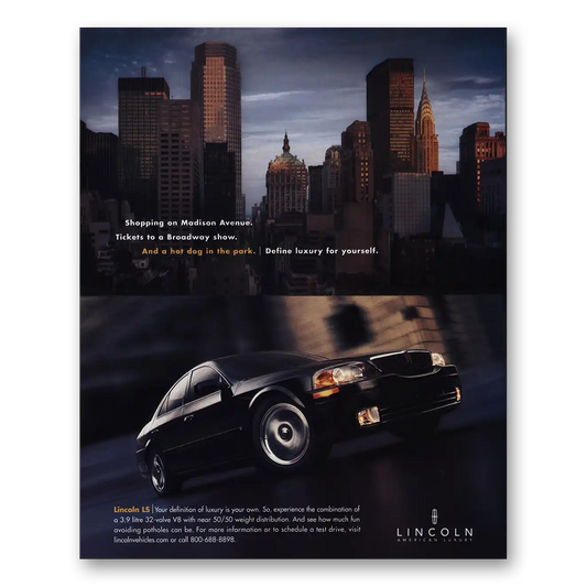 2001 Lincoln LS Shopping On Michigan Avenue Vintage Magazine Print Ad