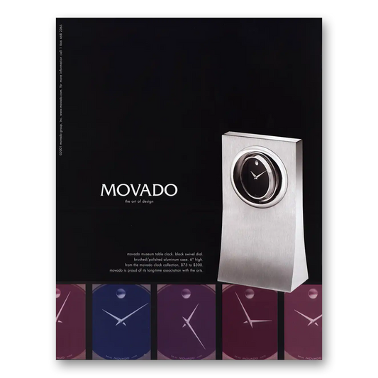 2001 Movado Museum Table Clock Vintage Magazine Print Ad