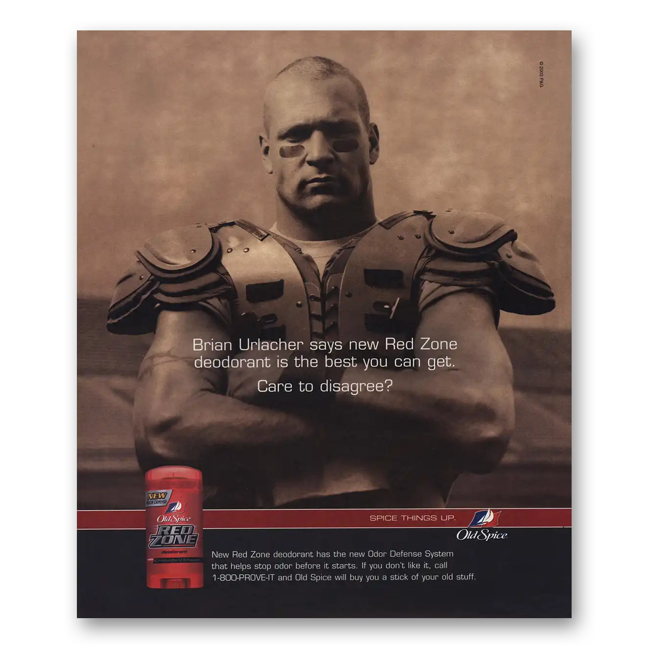 2001 Old Spice Red Zone Brian Urlacher Bears Vintage Magazine Print Ad