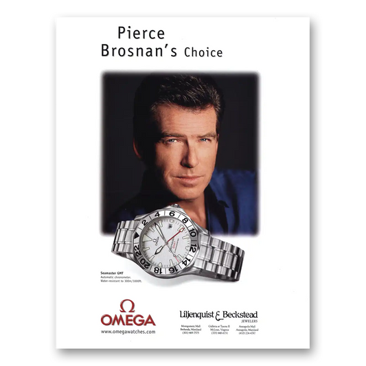 2001 Omega Watch Pierce Brosnan Seamaster GMT Vintage Magazine Print Ad