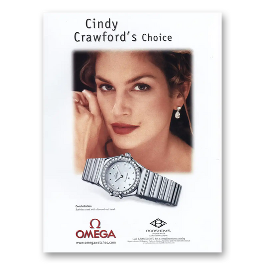 2001 Omega Watch Cindy Crawfords Choice Vintage Magazine Print Ad