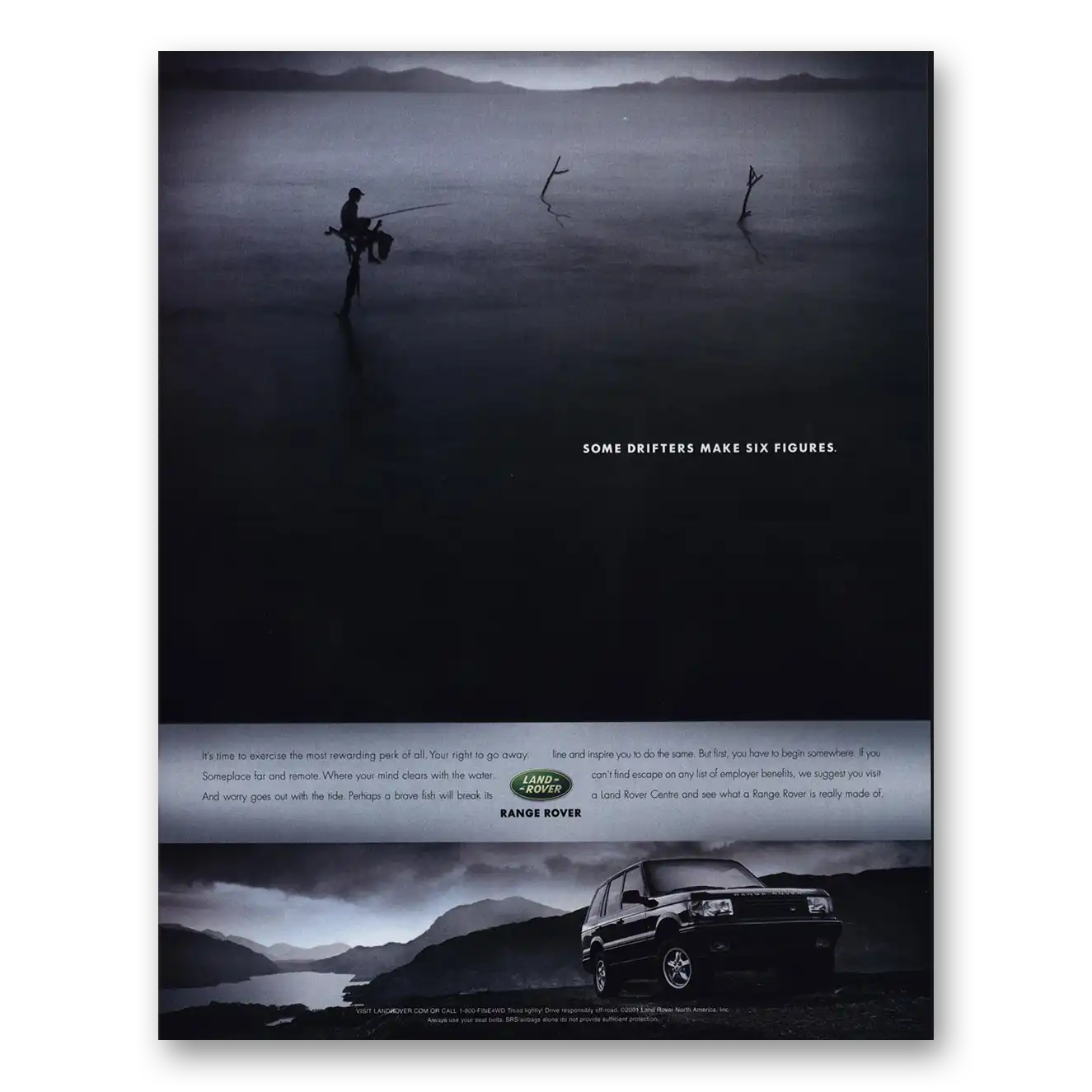 2001 Range Rover Some Drifters Make Six Figures Vintage Magazine Print Ad