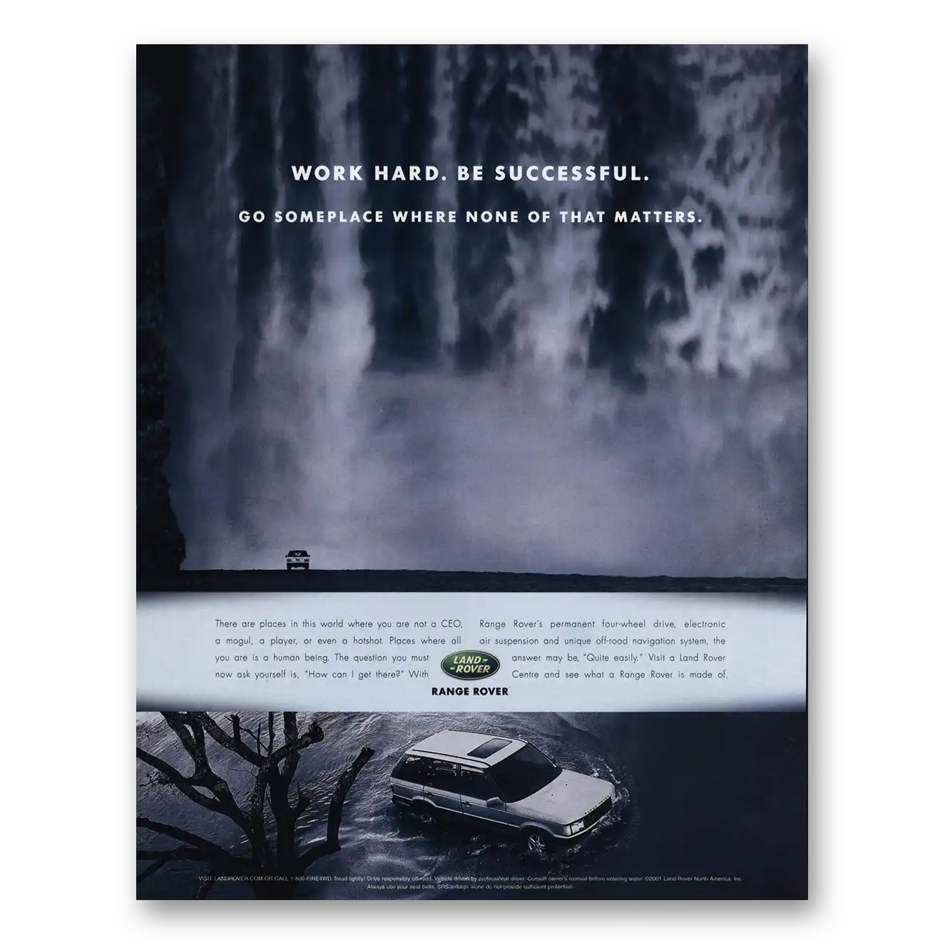 2001 Range Rover Work Hard Be Successful Vintage Magazine Print Ad