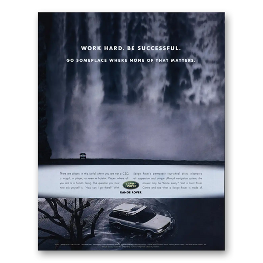 2001 Range Rover Work Hard Be Successful Vintage Magazine Print Ad