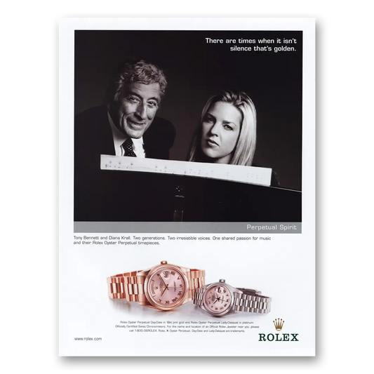 2001 Rolex Perpetual Watch Tony Bennett and Diana Krall Vintage Magazine Print Ad