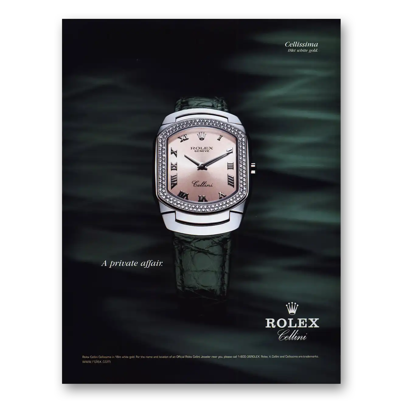 2001 Rolex Private Affair Vintage Magazine Print Ad