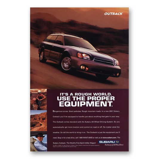 2001 Subaru Outback Rough World Vintage Magazine Print Ad