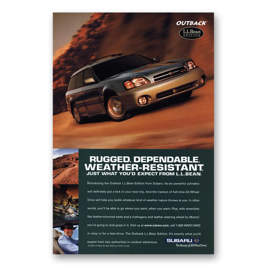 2001 Subaru Outback Rugged Dependable Vintage Magazine Print Ad