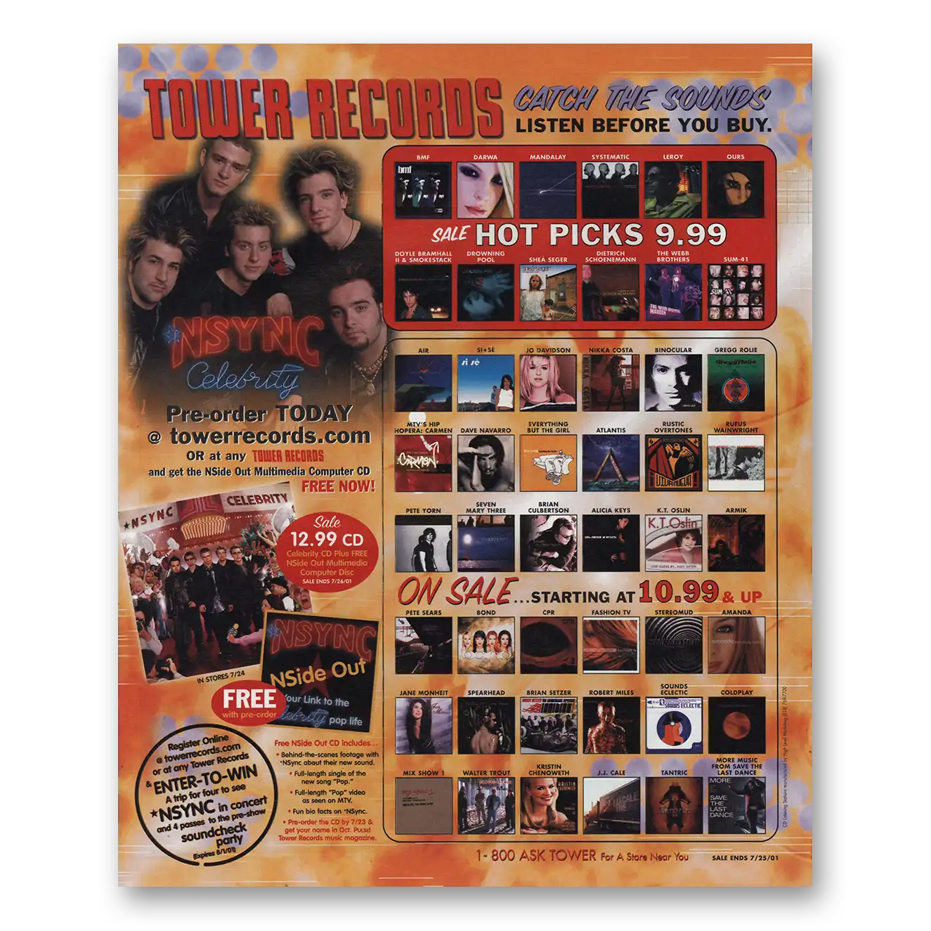 2001 Tower Records Catch the Sounds Nsync Vintage Magazine Print Ad