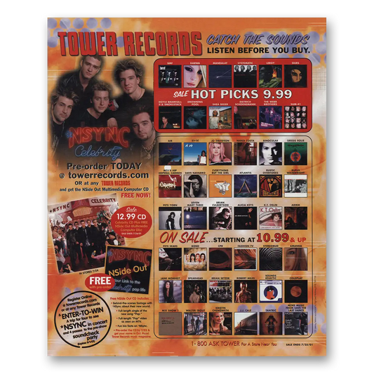 2001 Tower Records Catch the Sounds Nsync Vintage Magazine Print Ad