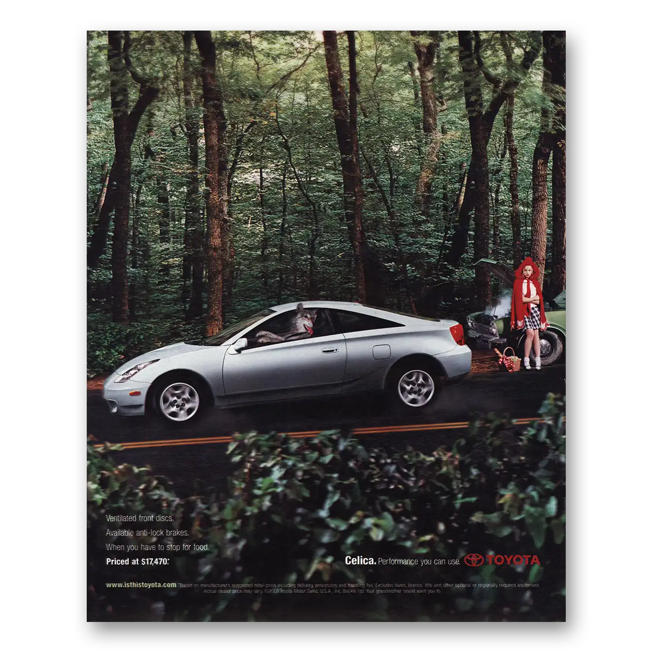 2001 Toyota Celica Ventilated Front Discs Vintage Magazine Print Ad