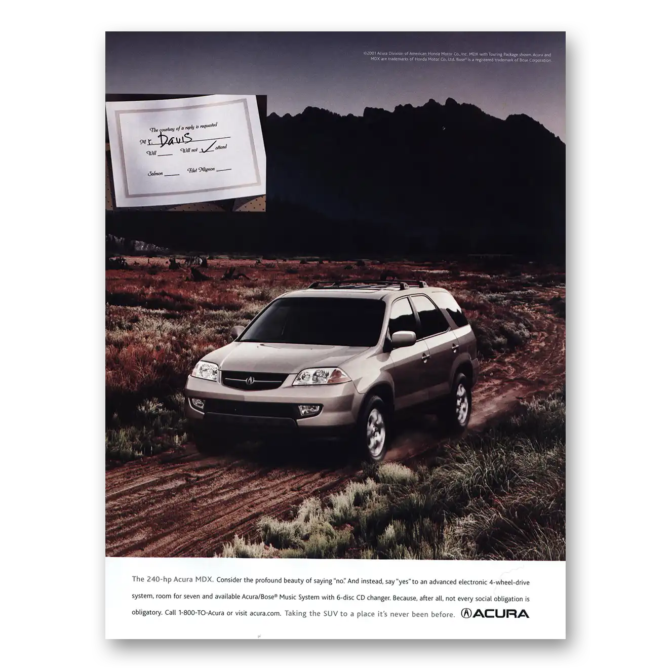 2002 Acura Consider the Profound Beauty Vintage Magazine Print Ad