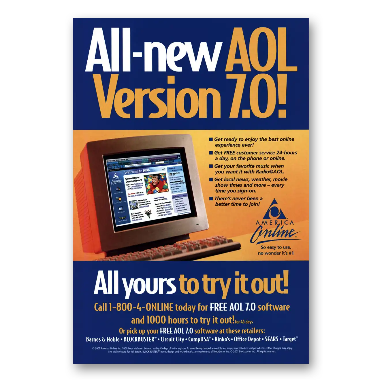 2002 America Online AOL Best Online Experience Ever Vintage Magazine Print Ad