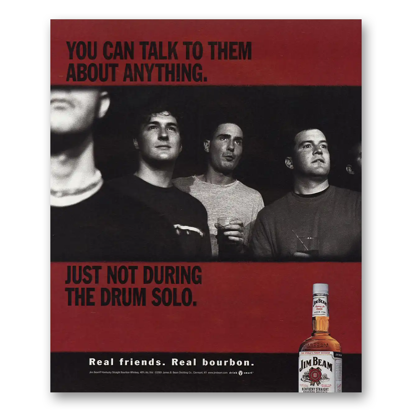 2002 Jim Beam Talk to Them About Anything Just Not During Drum Solo Vintage Magazine Print Ad