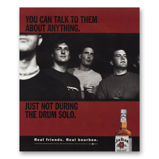 2002 Jim Beam Talk to Them About Anything Just Not During Drum Solo Vintage Magazine Print Ad