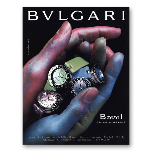 2002 Bvlgari B zero1 Unexpected Watch Vintage Magazine Print Ad