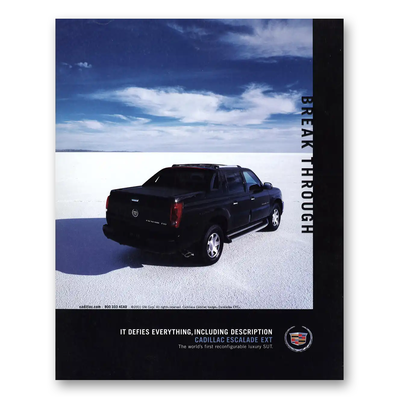 2002 Cadillac Escalade EXT It Defies Everything Vintage Magazine Print Ad