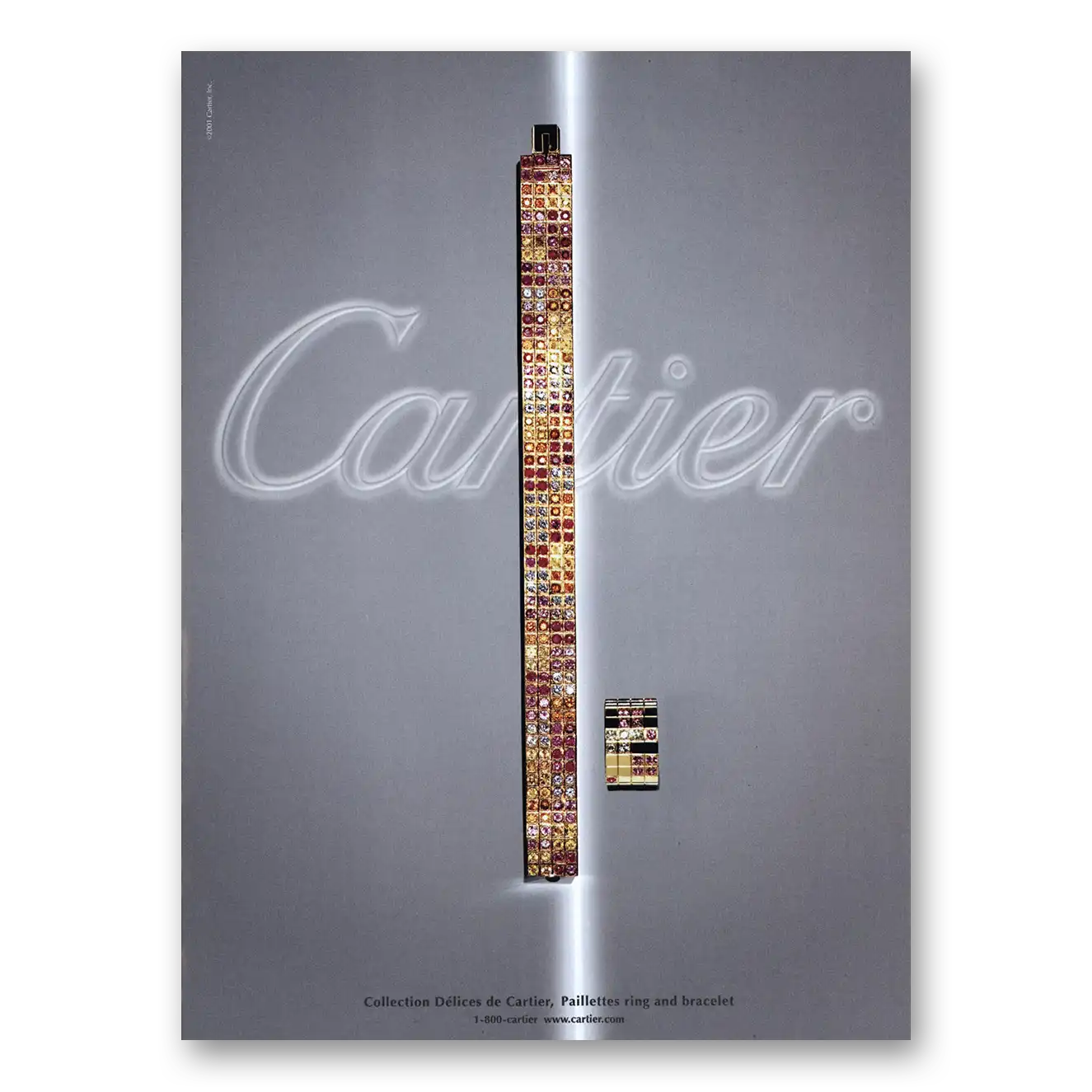 2002 Cartier Paillettes Ring Bracelet Vintage Magazine Print Ad