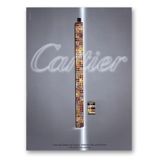 2002 Cartier Paillettes Ring Bracelet Vintage Magazine Print Ad