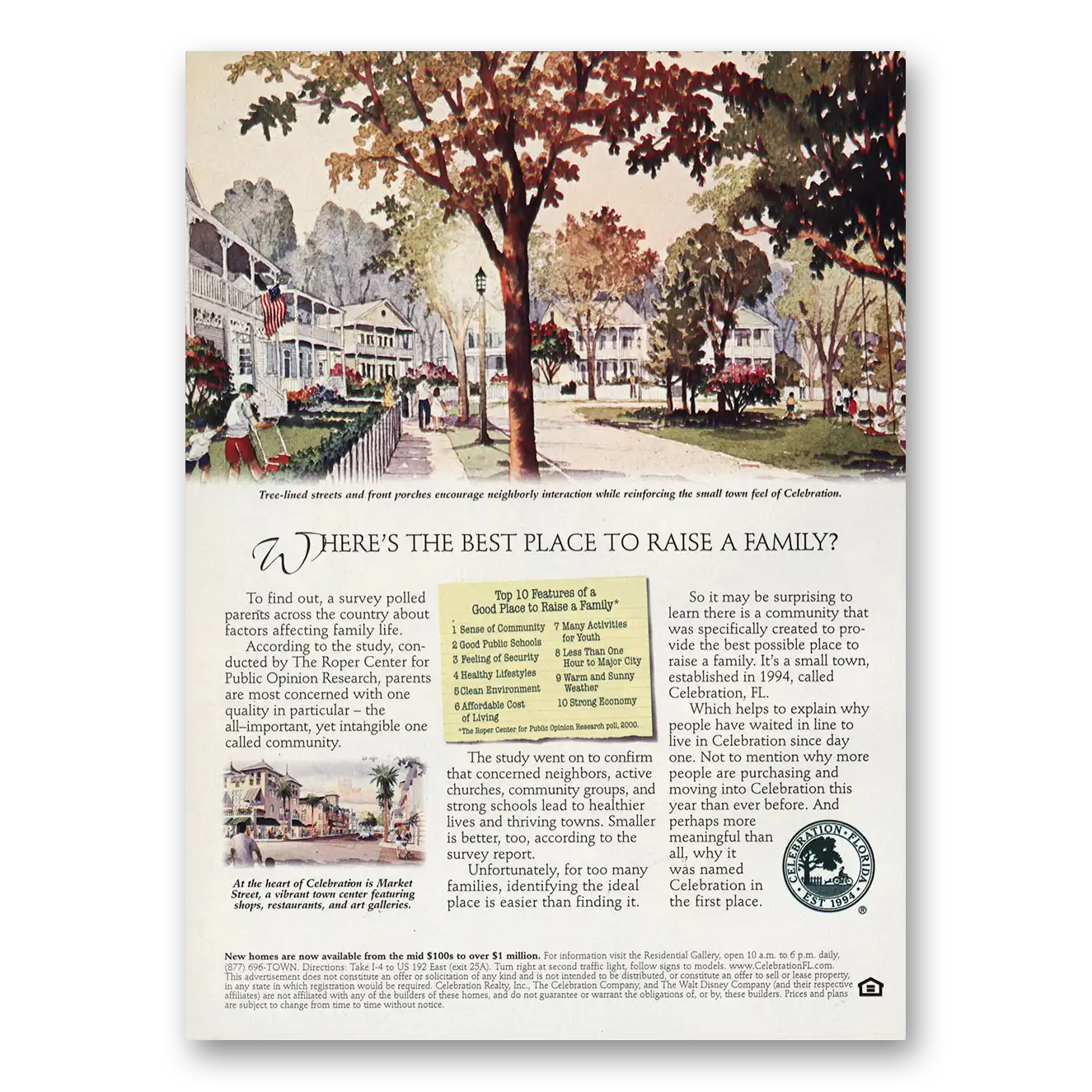 2002 Celebration Florida Best Place to Raise Family Vintage Magazine Print Ad