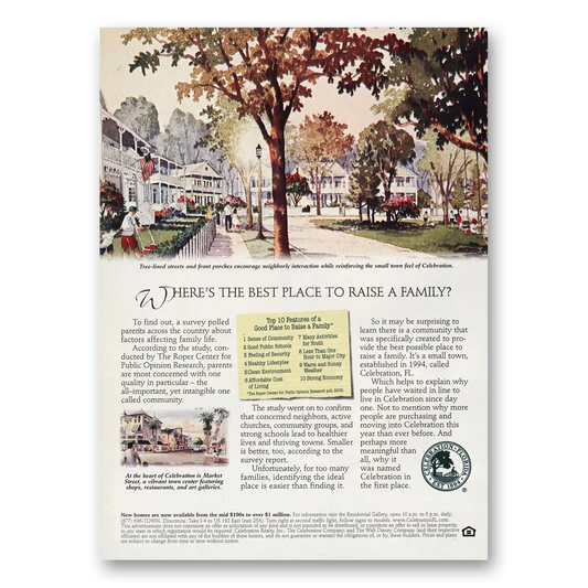 2002 Celebration Florida Best Place to Raise Family Vintage Magazine Print Ad