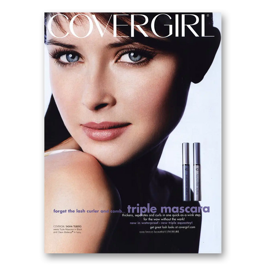 2002 Cover Girl Make Up Triple Mascara Tasha Tilberg Vintage Magazine Print Ad