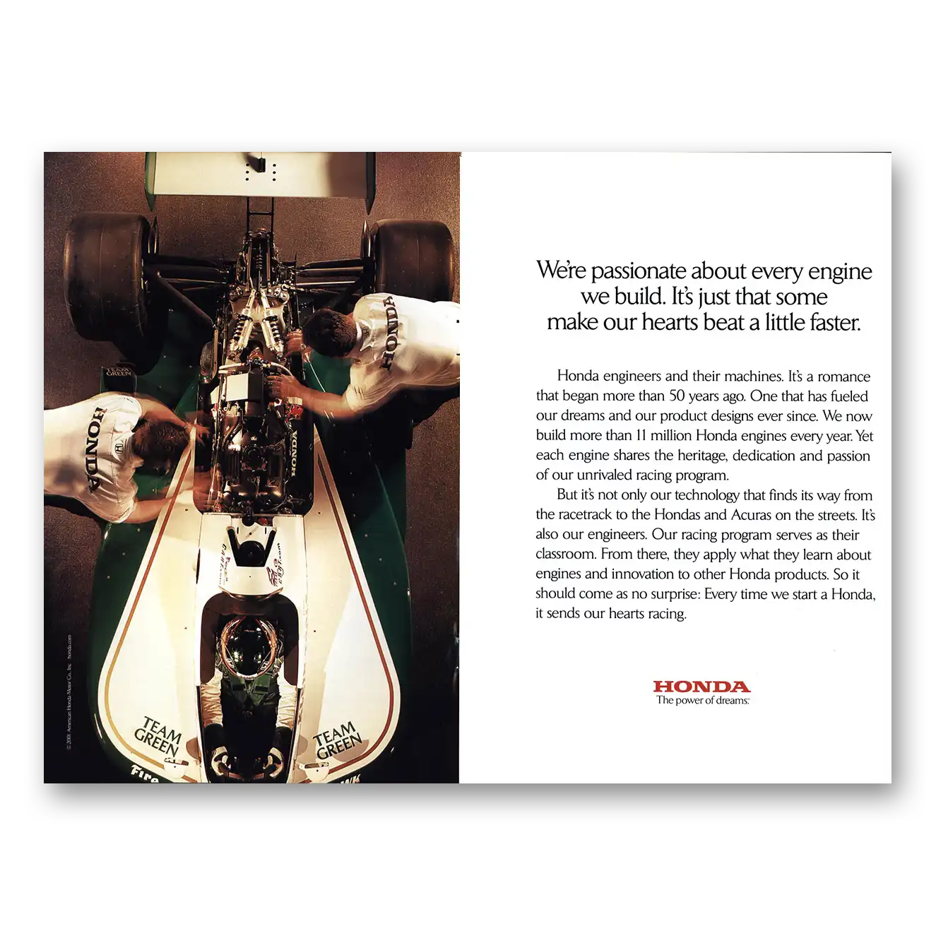 2002 Honda Passionate About Every Engine Vintage Magazine Print Ad