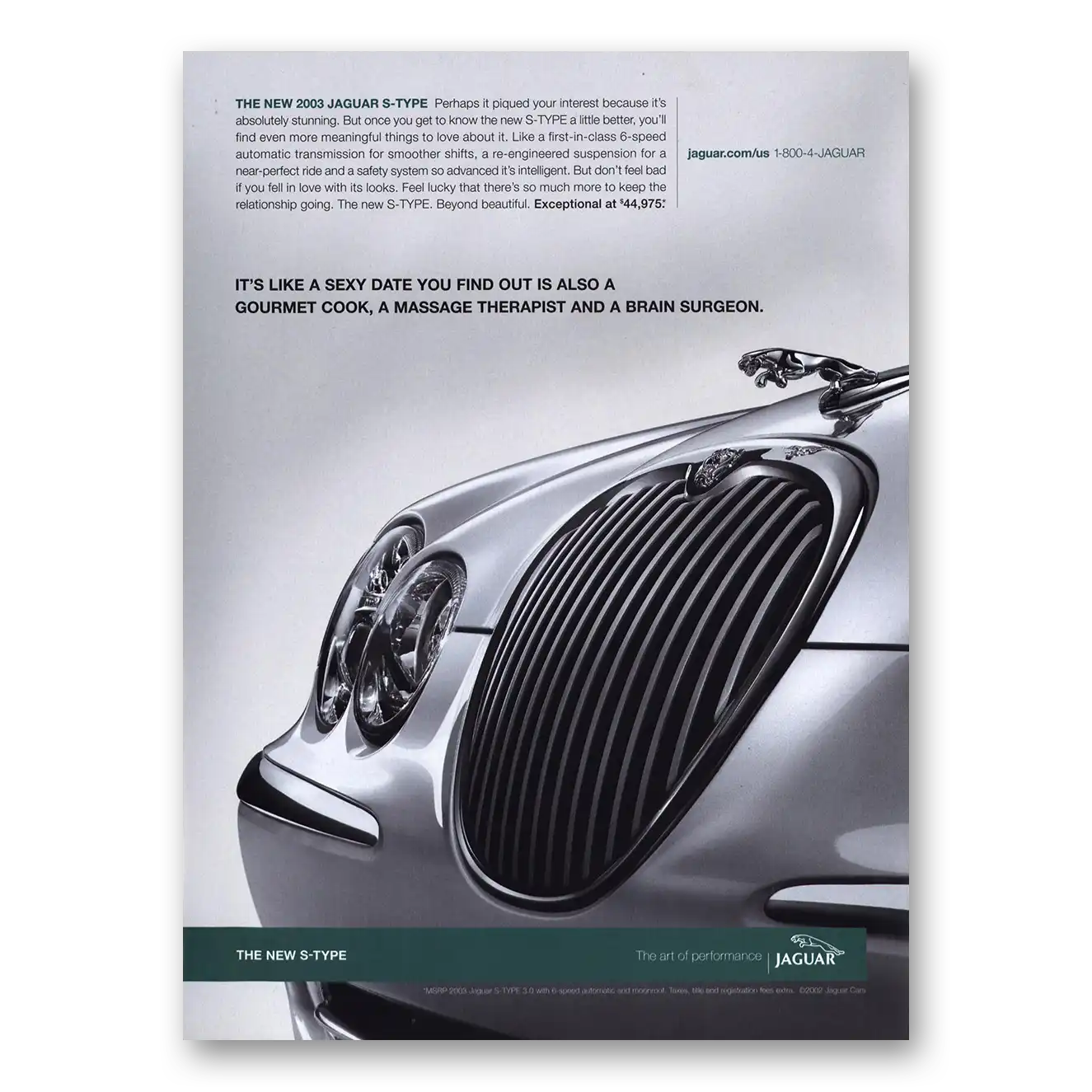 2002 Jaguar S Type Sexy Date You Find Out Is Also Gourmet Cook Vintage Magazine Print Ad